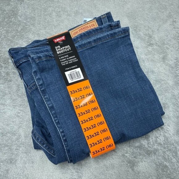 Levis 315 Shaping Bootcut Blue Denim Jeans Mid Rise Size 33x32 a1640 - Picture 1 of 5